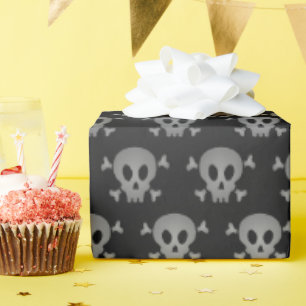 Graues und schwarzes Halloween-Skulpturenmuster Geschenkpapier