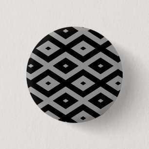 Graues und schwarzes Rautenmuster Button