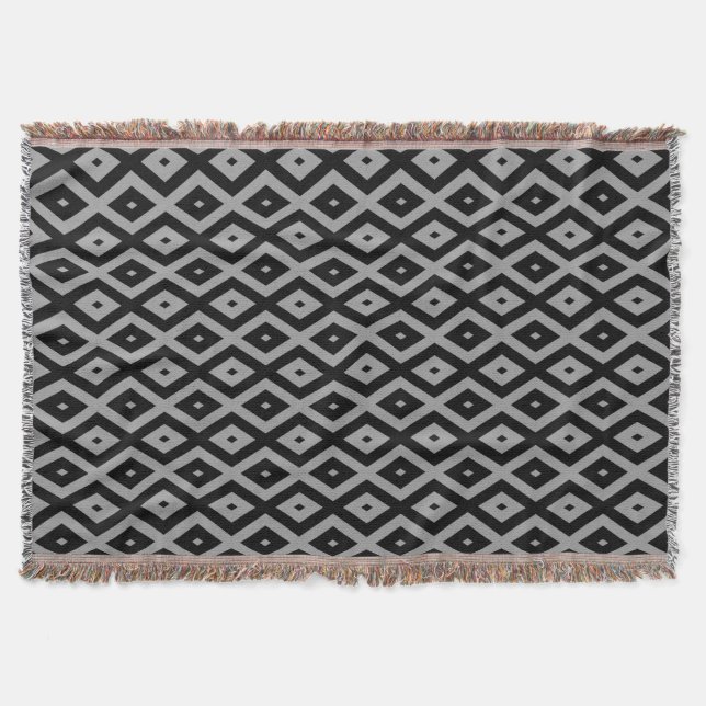 Graues und schwarzes Rautenmuster Decke (Vorderseite)