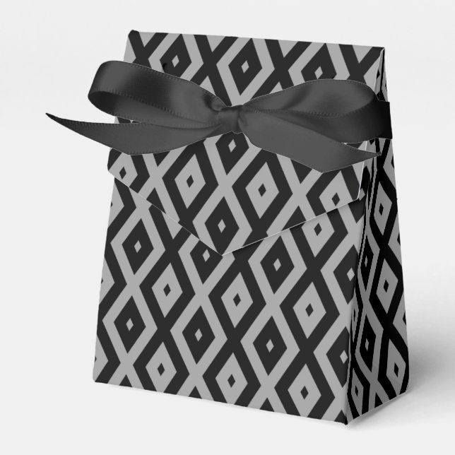 Graues und schwarzes Rautenmuster Geschenkschachtel (Vorderseite)