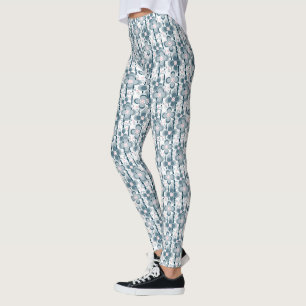 Graues und weißes Blumenmuster grau Leggings