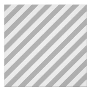 Graues und weißes diagonales Streifen-Muster Poster