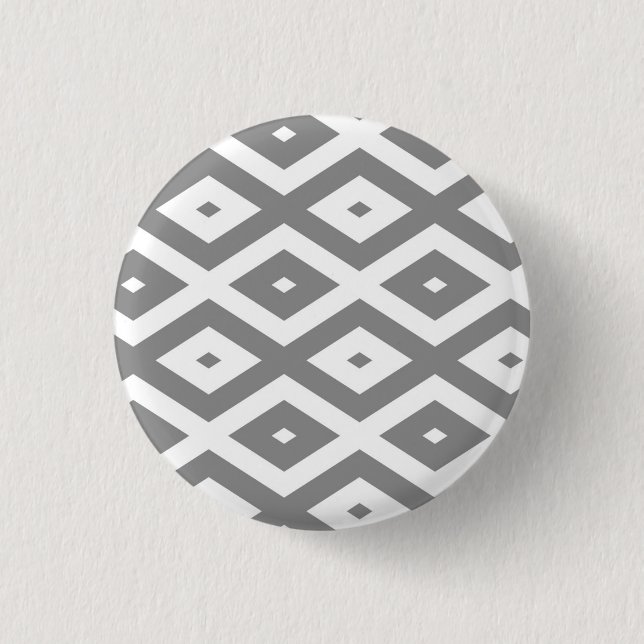 Graues und weißes Diamantmuster Button (Vorderseite)