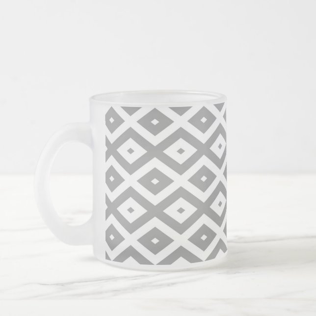 Graues und weißes Diamantmuster Mattglastasse (Links)