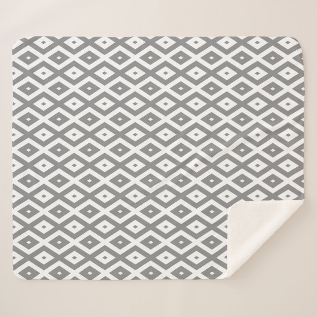Graues und weißes Diamantmuster Sherpadecke (Vorderseite (Horizontal))