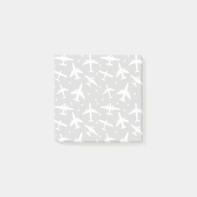 Graues und weißes Flugzeug Gemustert Post-it Klebezettel (Vorderseite)