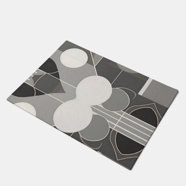 Graues und weißes geometrisches Design mit Schaltk Fußmatte (Schrägansicht)