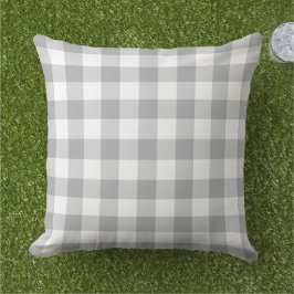 Graues und weißes Gingham-Kariertes Muster Kissen