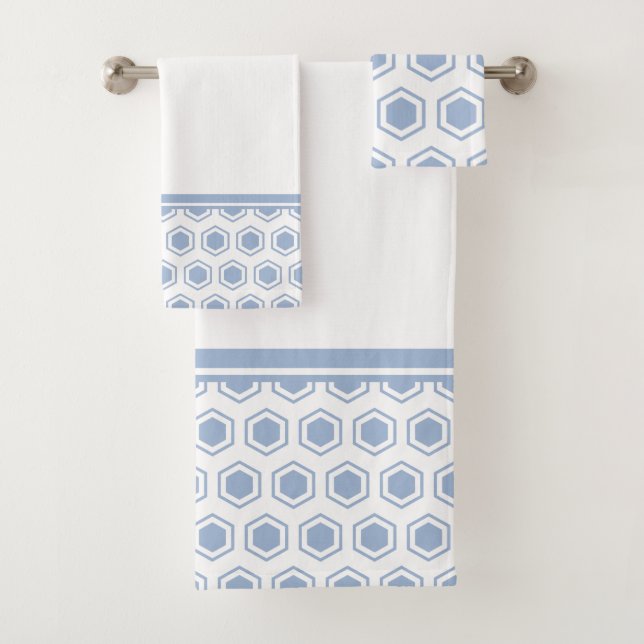 Graues und weißes hexagonales Muster Badhandtuch Set (Insitu)