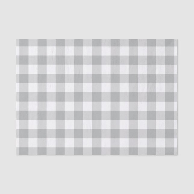 Graues und weißes Kariertes Gingham-Gewebe Seidenpapier (Vorderseite)