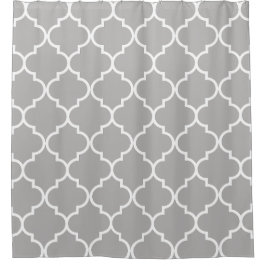 Graues und weißes marokkanisches Gitter Quatrefoil Duschvorhang