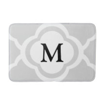 Graues und weißes Quatrefolienmuster Mit Monogramm