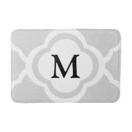 Graues und weißes Quatrefolienmuster Mit Monogramm Badematte
