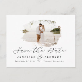 Graues und weißes romantisches Foto Save the Date Postkarte