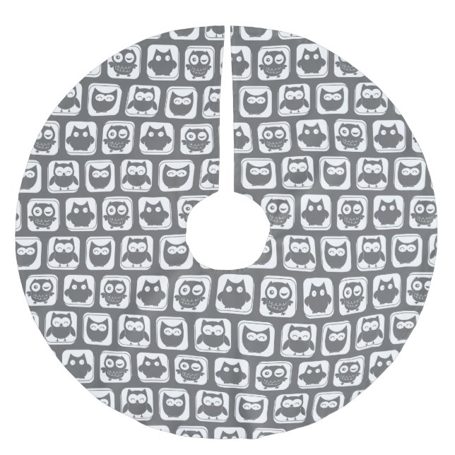 Graues und weißes Schälmuster Polyester Weihnachtsbaumdecke (Vorderseite)