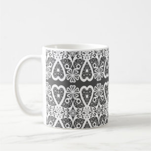Graues und weißes Spitzenmuster Kaffeetasse