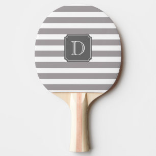 Graues und weißes Streifen-Monogramm-Klingeln Pon Tischtennis Schläger