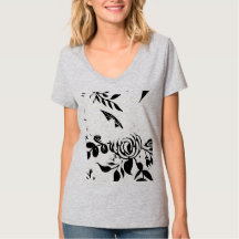 Graues verblasstes Blumen-Basic-T-Shirt, KLEIN