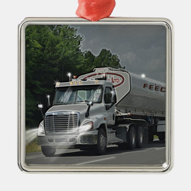 Graues Vieh Füttre Zisterne LKW für LKWs & Kids Ornament Aus Metall (Vorne)