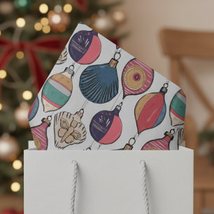 Graues Vintage-Weihnachtsschmuck-Muster Seidenpapier