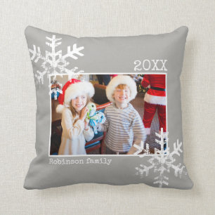 Graues Weihnachtsgebäck Foto gestört Schneeflock Kissen