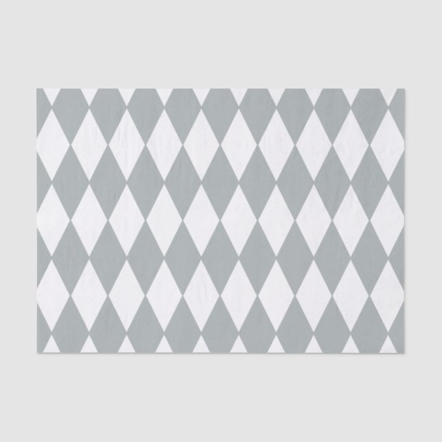 Graues Weiß-Harlekin-Muster Seidenpapier (Vorderseite)