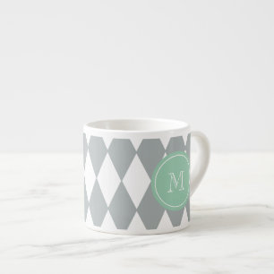 Graues Weiß-Harlekin-Muster, tadelloses grünes Espressotasse