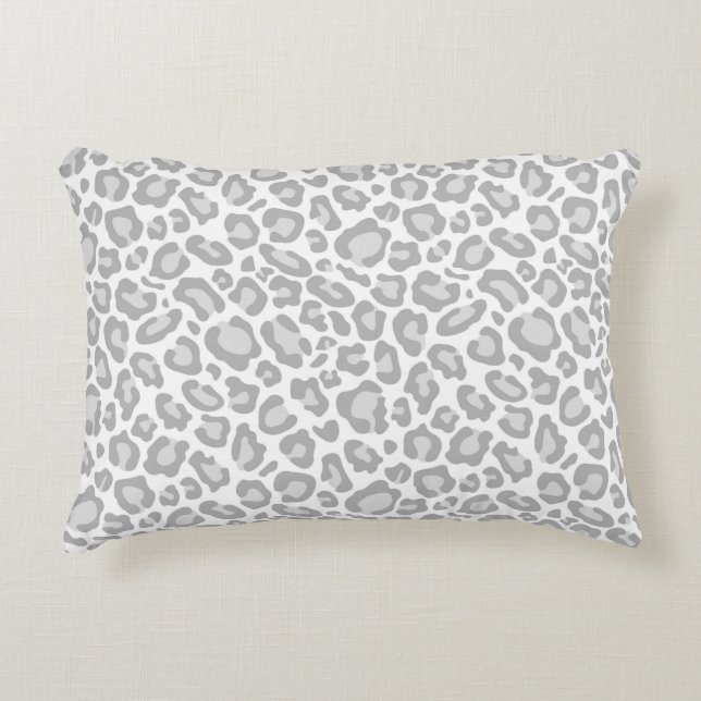 Graues Weiß-Leopard-Druck Dekokissen (Vorderseite)