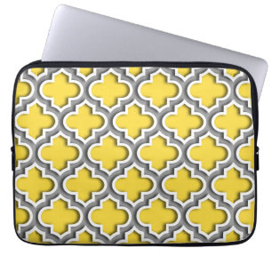 Graues Weiß-Marokkaner Quatrefoil #5DS Ananas-DK Laptopschutzhülle