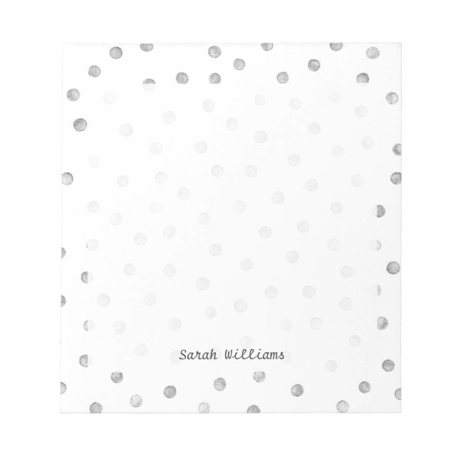Graues weißes Confetti Dots-Muster Notizblock (Vorderseite)