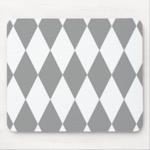 Graues weißes Harlequin Diamonds-Muster Mousepad