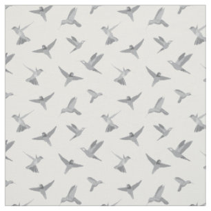 Graues weißes Hummingbird-Muster Stoff