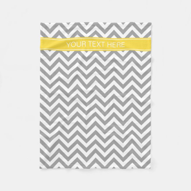 Graues weißes LG Zickzack Ananas Monogramm Fleecedecke (Vorderseite)