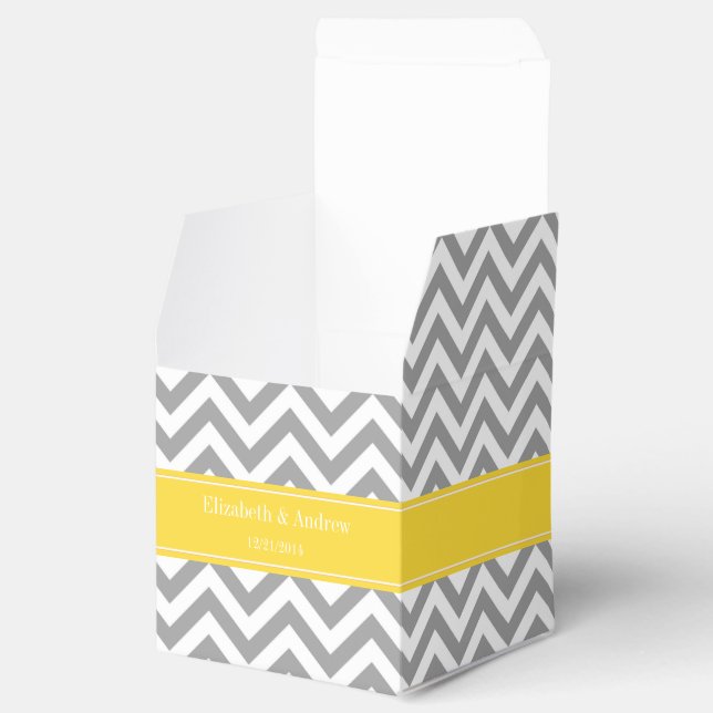 Graues weißes LG Zickzack Ananas Monogramm Geschenkschachtel (Geöffnet)