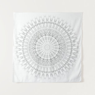 Graues weißes Mandala-Wandband Wandteppich