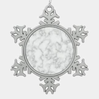 Graues, weißes Marmorsteinmuster Schneeflocken Zinn-Ornament