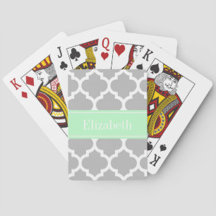 Graues weißes marokkanisches #5 Mini Name Monogram Spielkarten