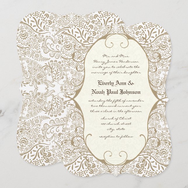 Graues, weißes Muster - Einladungen für Hochzeiten (Vorne/Hinten)