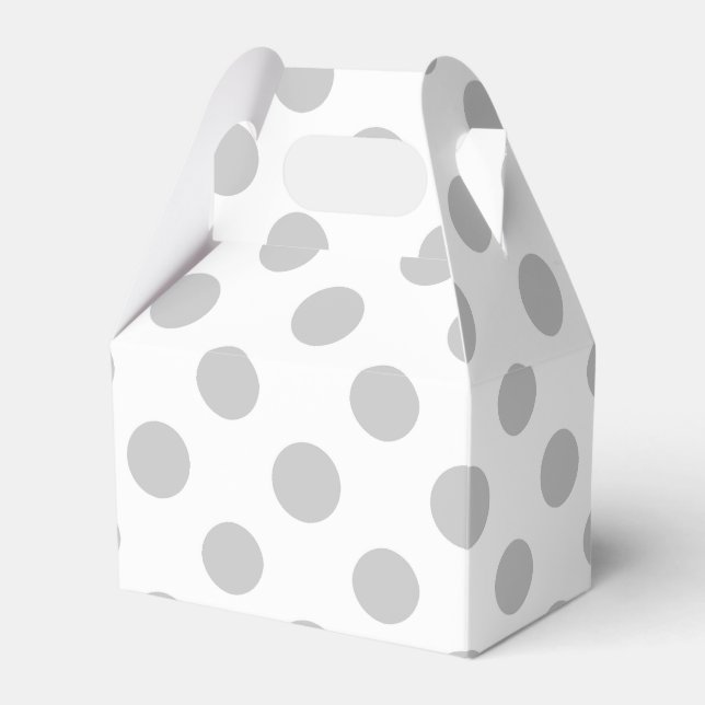 Graues weißes Polka Dots Muster Geschenkschachtel (Vorderseite)
