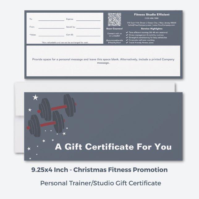 Graues weißes Wellness-Geschenkzertifikat (9.25x4 Inch, Grey White Corporate Wellness Gift Certificate)