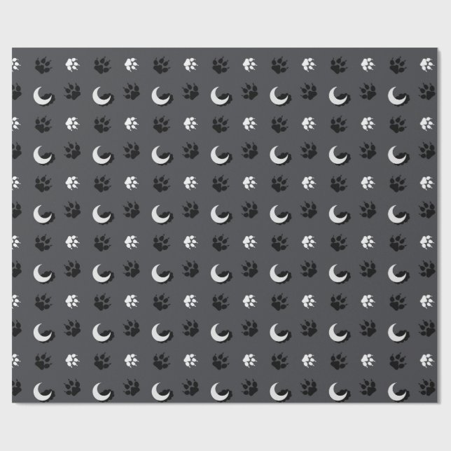 Graues Werwolf-Mond-Geschenkpapier Geschenkpapier (Flach)