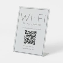 Graues Wi-Fi QR-Code für Gast-Table-Zeichen an der