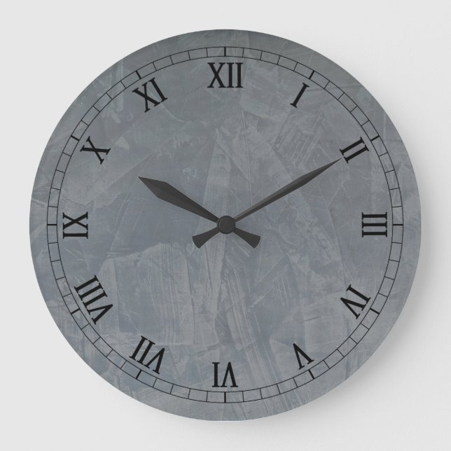 Graues Wildleder Große Wanduhr (Vorderseite)