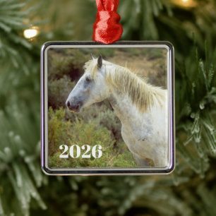 Graues Wildpferd, Rock Springs, Wyoming Ornament Aus Metall