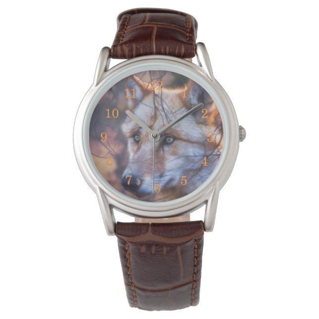 GRAUES WOLF FENSTER DER GELEGENHEIT ARMBANDUHR (Vorderseite)