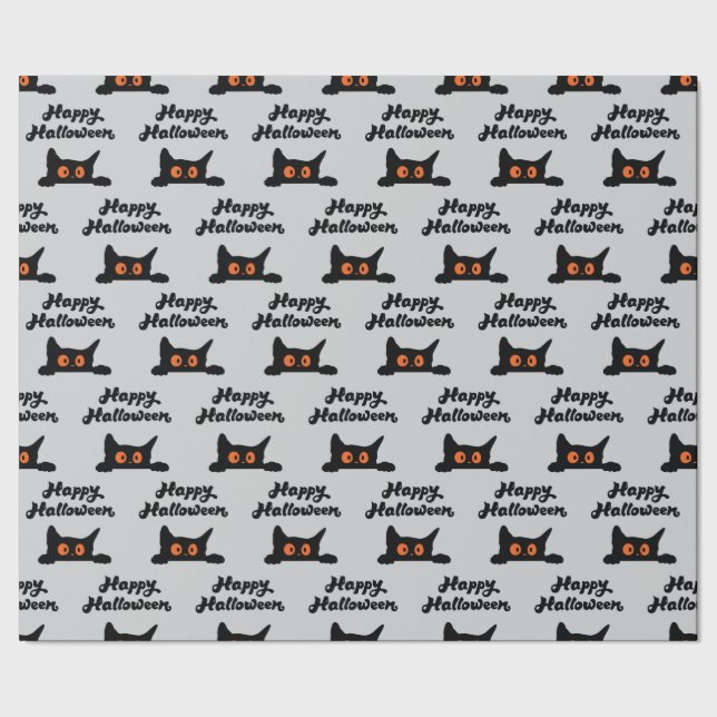 Graues Wrapping Paper mit schwarzen Katzen zu Hall Geschenkpapier (Saum)