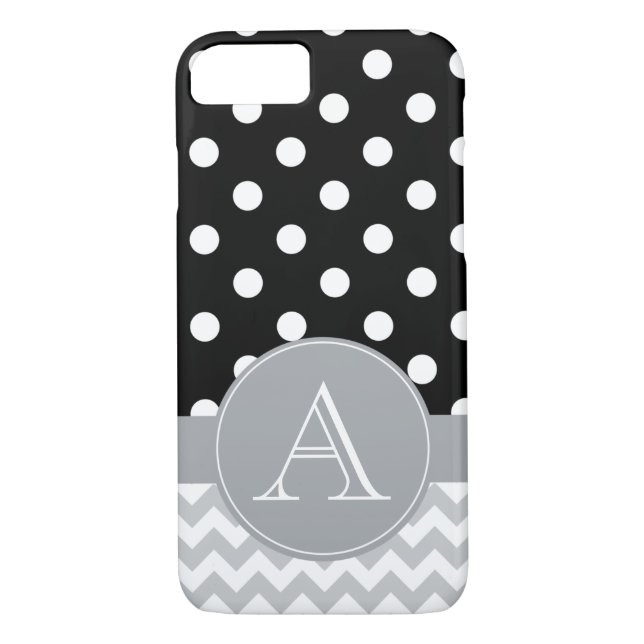 Graues Zickzack und schwarzes Case-Mate iPhone Hülle (Rückseite)