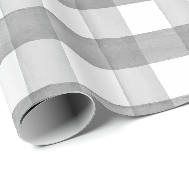 Graufarbenes Buffalo Kariertes Wrapping Paper Geschenkpapier (Rolleneckpunkt)