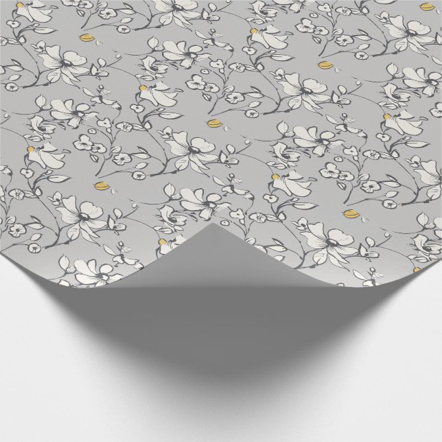 Grauflora Linearfarbe Geschenkpapier (Ecke)