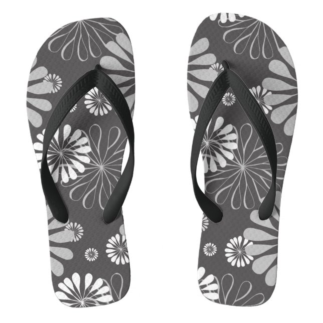 Grauflorale Flip Flops (Fußbett)